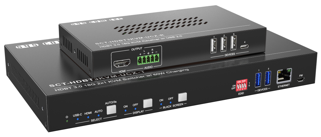 syscomtec CAT (HDBT) Set USB-C,HDMI2.0/IP/RS232/USB2.0/PoH 100m SCT-HDBT3KVM-UCX
